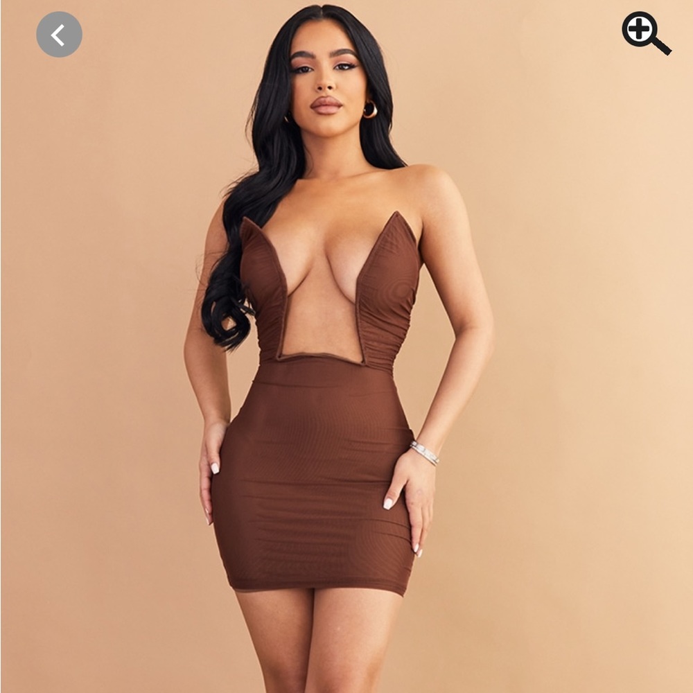 Brand new PLT chocolate plunge dress